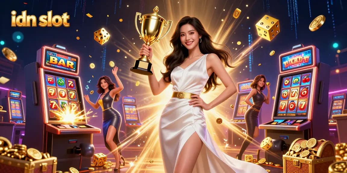 Experience the excitement of idn slot with thrilling jackpots and stunning visuals in this 3D illustration.