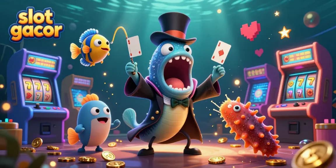 Slot gacor menghadirkan ikan gulper belut menerapkan trik kartu dalam ilustrasi 3D yang dinamis.