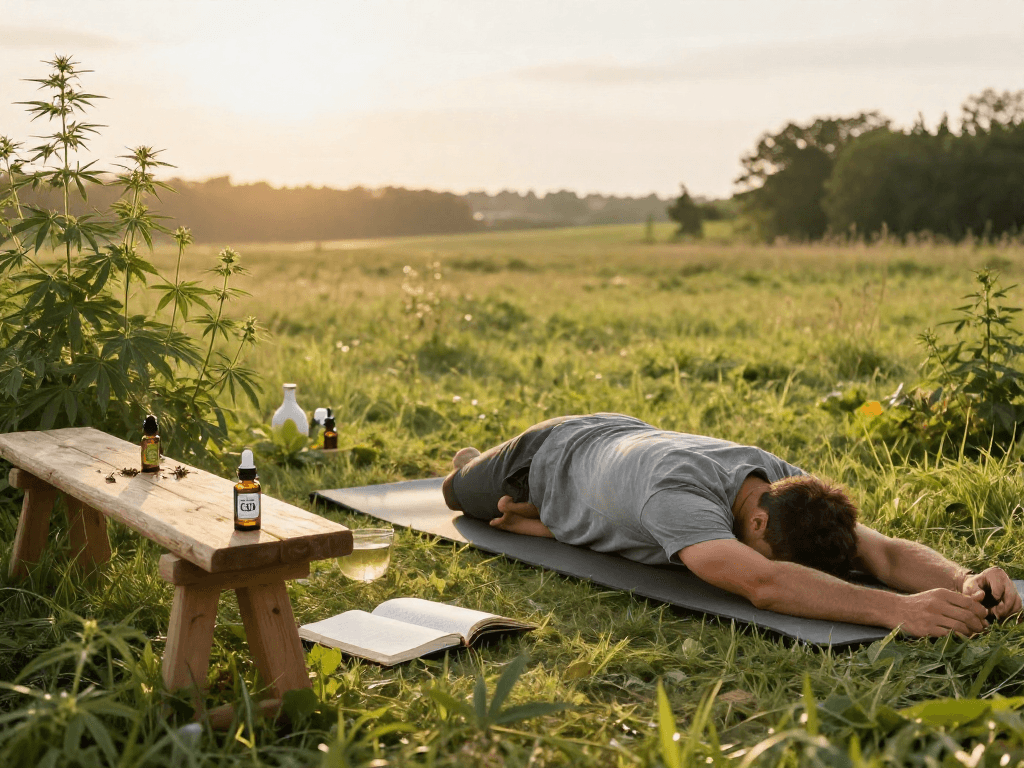 Buy weed online with premium CBD oil in nature, enhancing organic wellness experience.