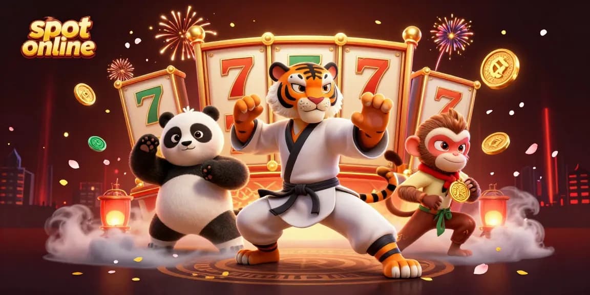 Spin the slot online reels with 3D characters in a vibrant casino scene full of luck and joy.