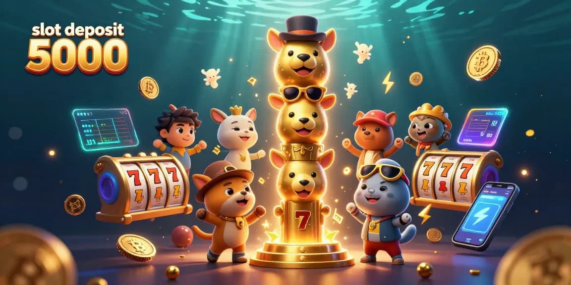 Engage with the thrilling slot deposit 5000 experience, featuring vibrant casino elements and energy.