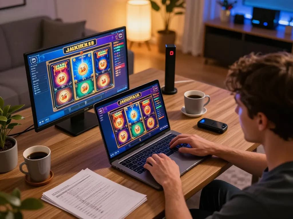 Experience the excitement of slot bonus new member 100 gameplay on a vibrant online gaming setup