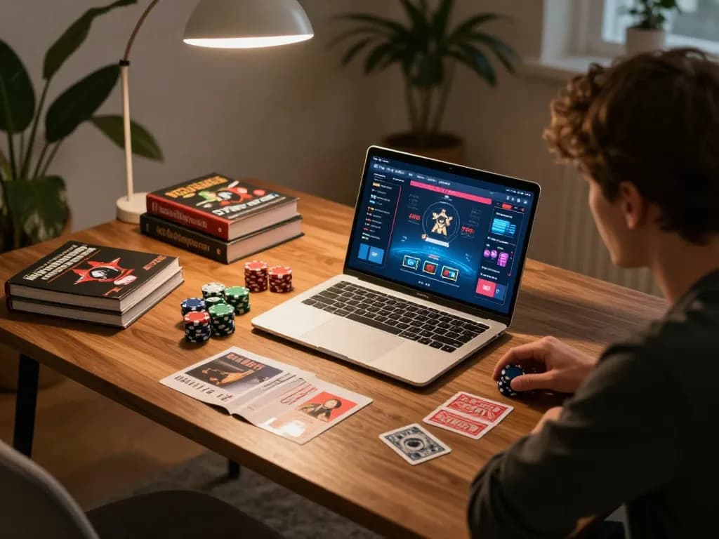 Engaging online casino gaming experience at https://l567.tech/ with player focusing on strategy while enjoying a cozy setting.