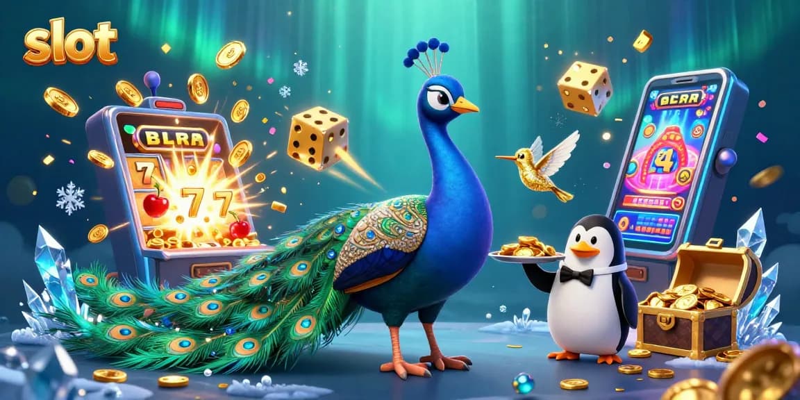 Experience the thrill of slot machines with a vibrant, animated 3D casino scene bursting with action.