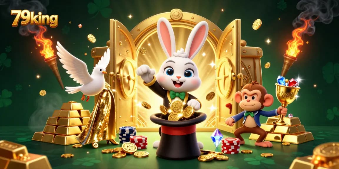 Experience thrilling gameplay action at 79king with a vibrant scene of gaming characters pulling in wealth.