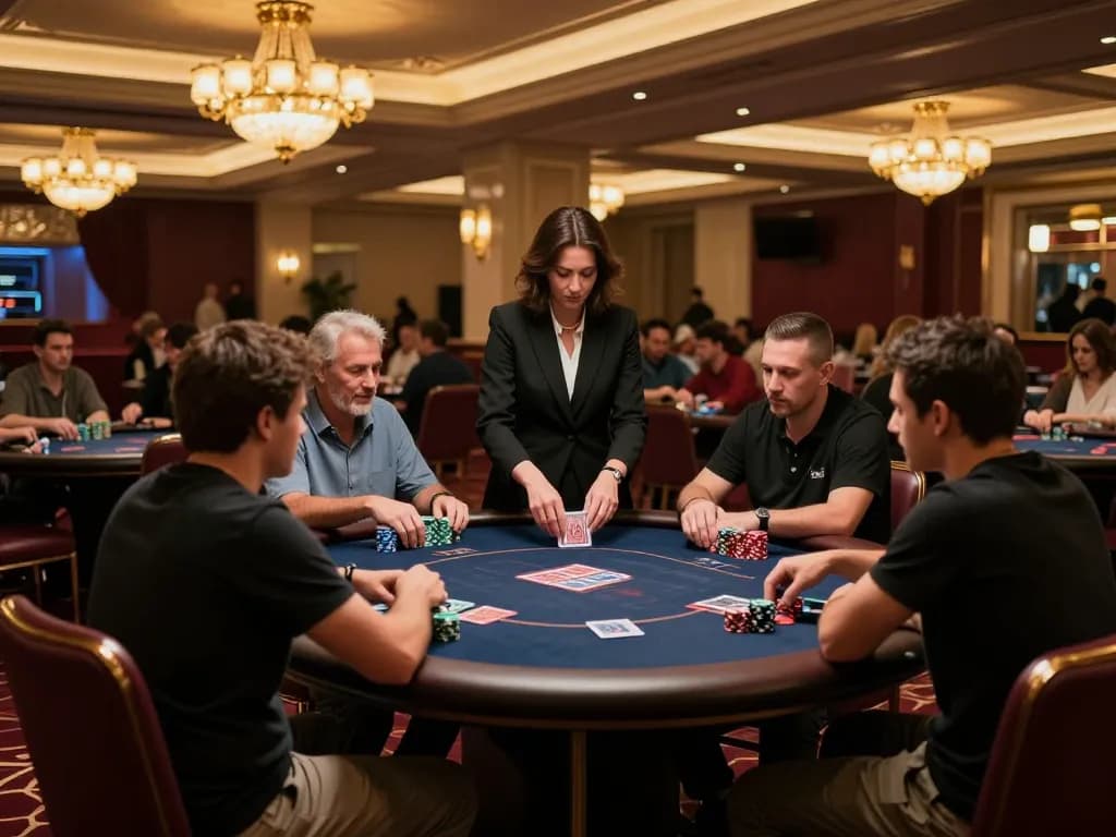 Engaging poker scene at an upscale casino showcasing strategic gameplay and keonhacai action.