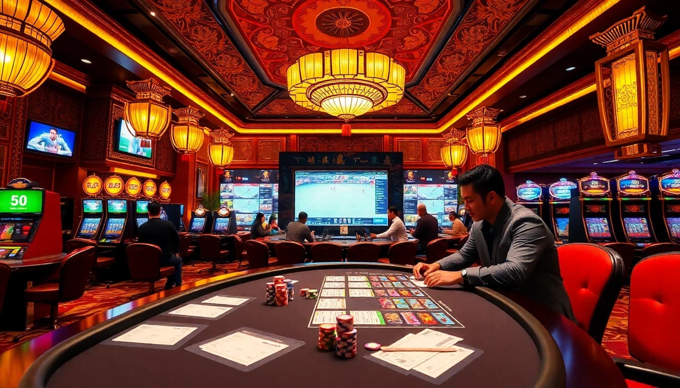 SBOBET sports betting slips on a vibrant casino table, enhancing the gambling excitement.