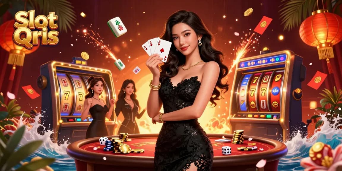 Engage in Slot Qris gaming with vibrant reels and enticing poker action in a lavish setting.