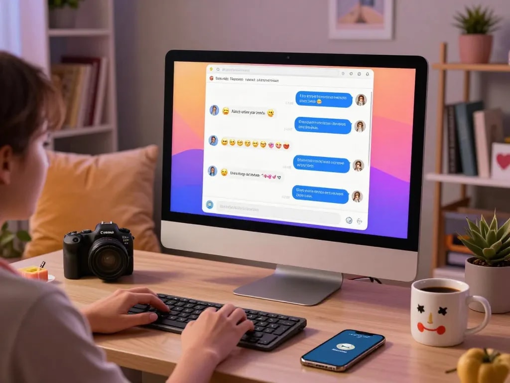 Engaging nsfw ai chat interface with colorful dialogue and cozy room atmosphere.