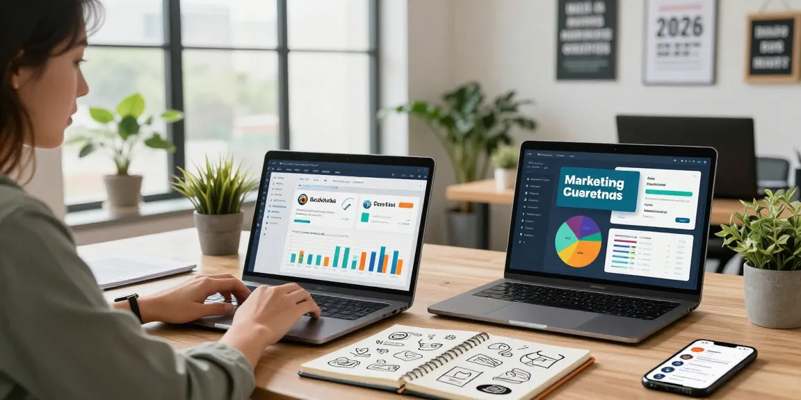 How Backlinks & Guest Posting Improve Organic Traffic through a digital marketer analyzing analytics data in a vibrant office.