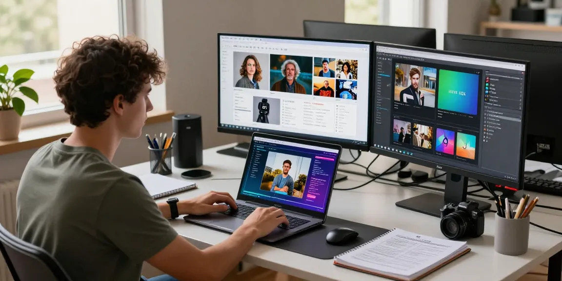 Analyzing images with an ai detector in a modern workspace.