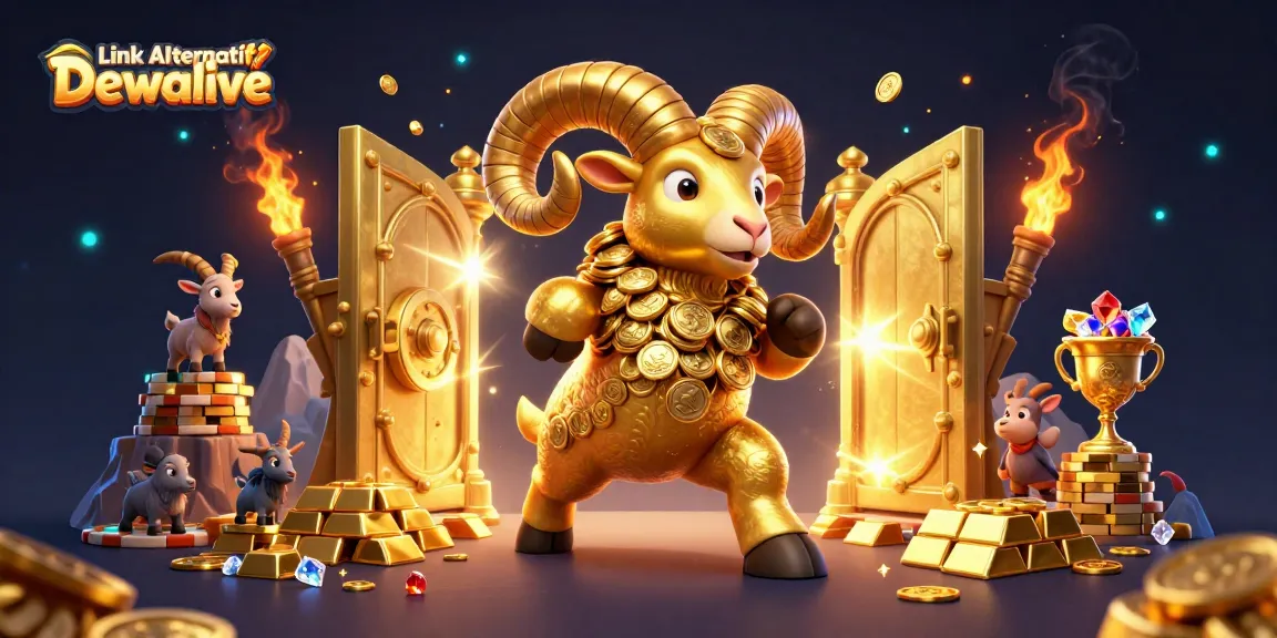 Engaging illustration depicting Link Alternatif Dewalive with golden elements and dynamic casino features.