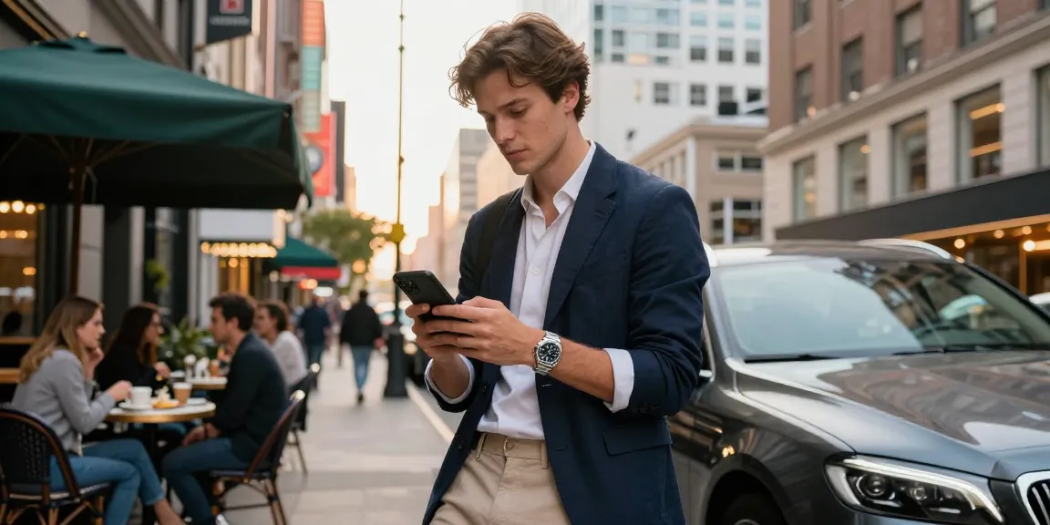 A stylish individual showcasing a Rolex replica watch in an urban setting, embodying modern fashion and sophistication.