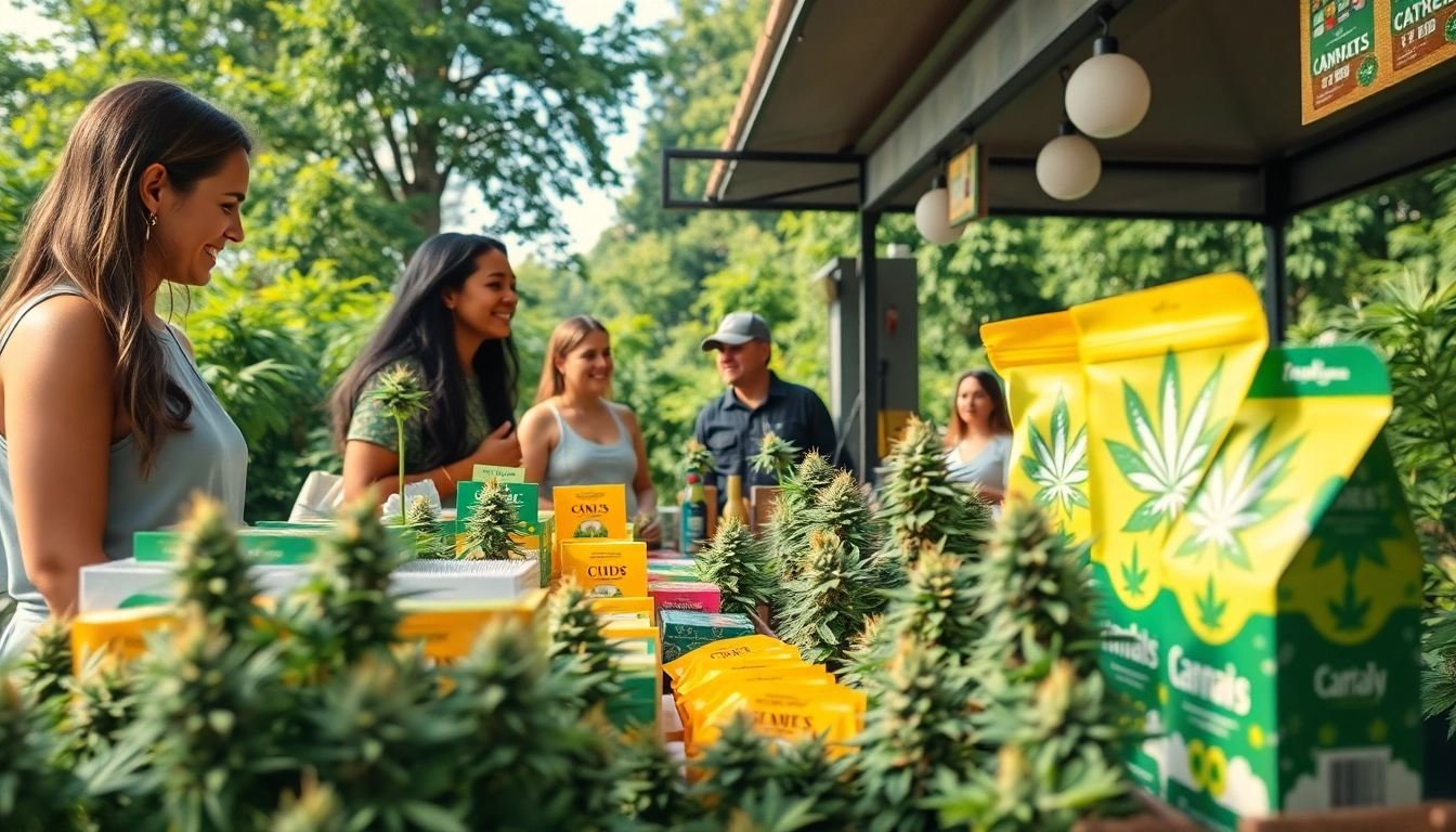 Discover the best way to buy weed at a lively outdoor cannabis market scene.