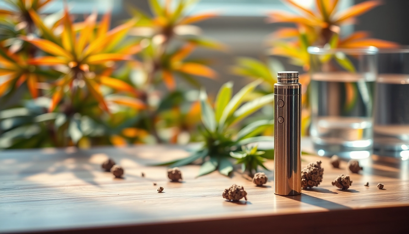 Buy THC vape pen beautifully displayed on a wooden table, ready for use.