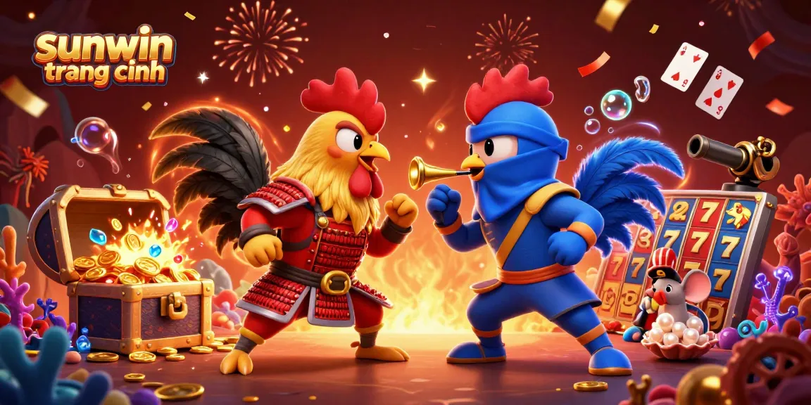 Engage with thrilling gameplay on sunwin trang chính featuring dramatic rooster duel and casino elements.