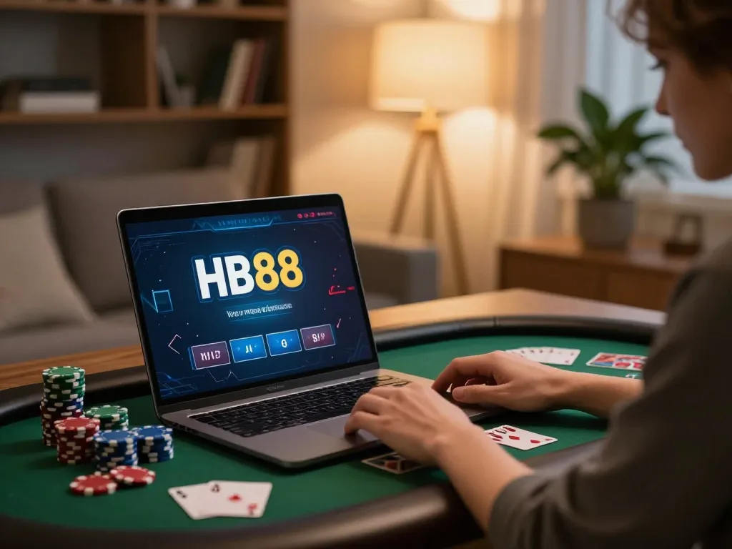 Engaging online poker game at HB88 with player focused on strategy and gameplay.