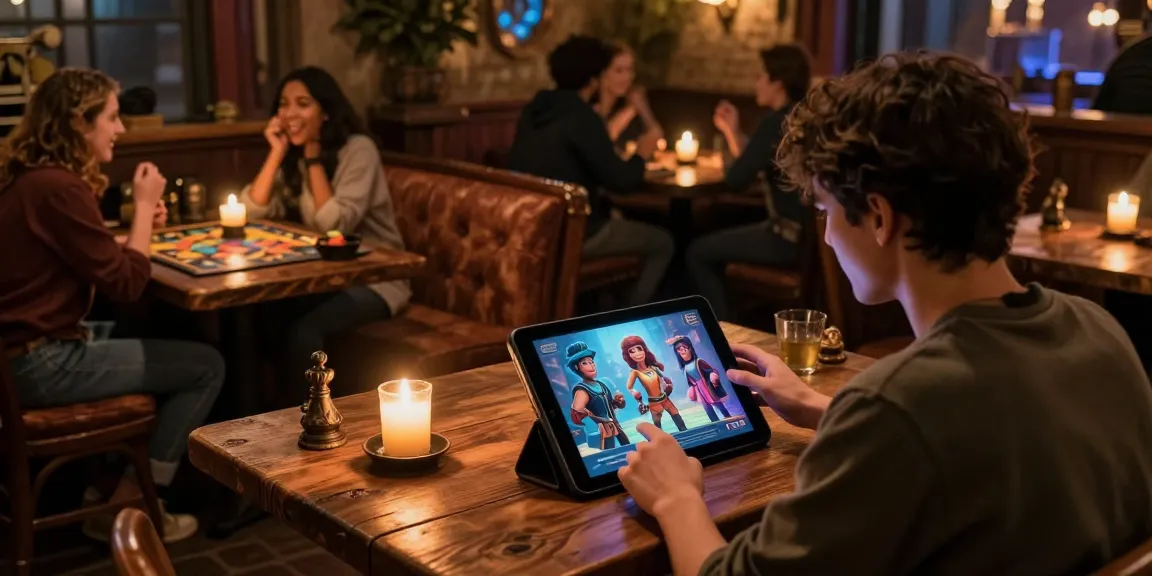 Tavern AI interaction scene with users engaging AI characters in a vibrant virtual tavern.
