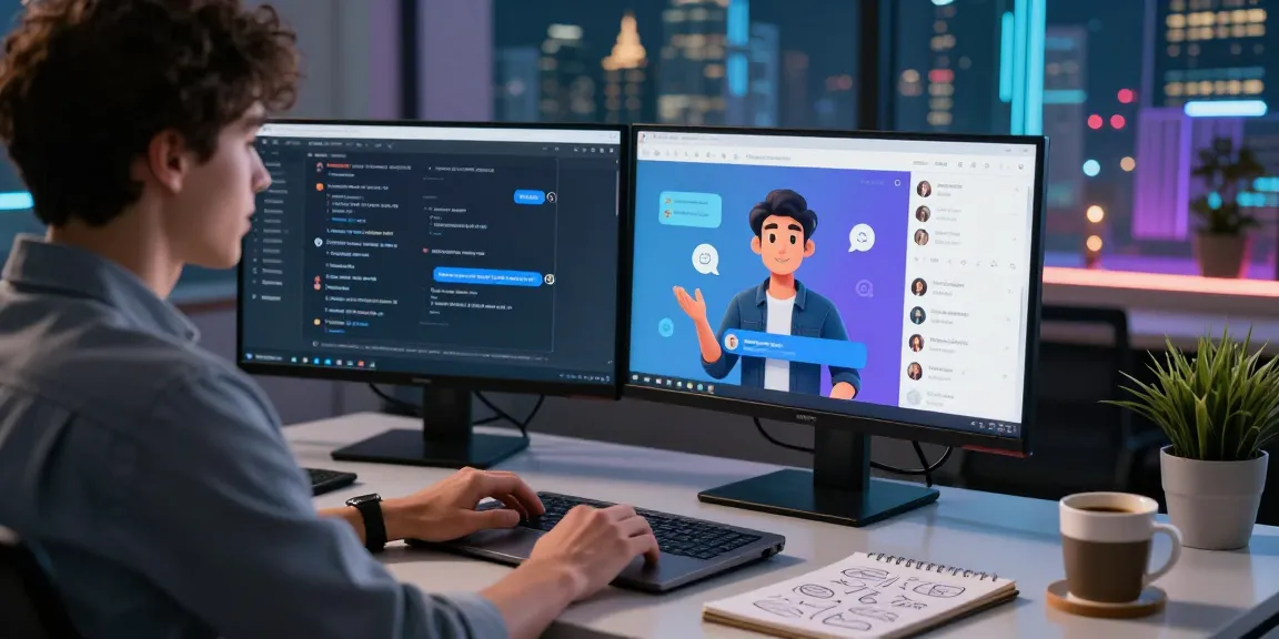 User engaging with crushon ai on a sleek laptop in a modern workspace, showcasing a vibrant digital interaction.
