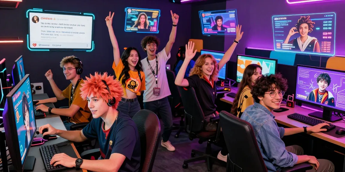 Players interacting with diverse fandom characters in the status app, showcasing dynamic social media engagement.