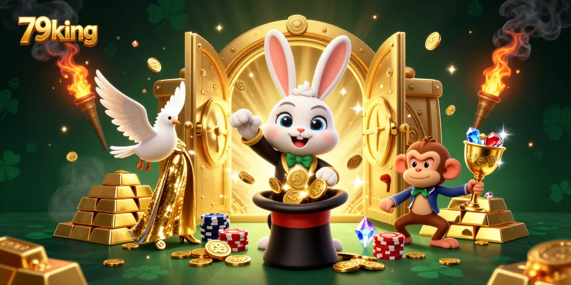 Experience thrilling gameplay action at 79king with a vibrant scene of gaming characters pulling in wealth.