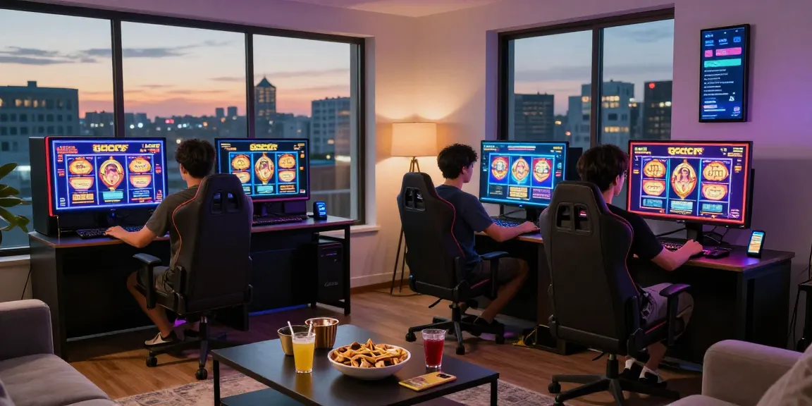 Engaged player enjoying slot gacor games in modern living room ambiance