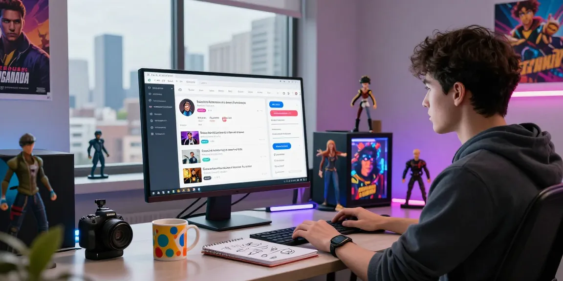 Engaged user experiencing the status app in a vibrant virtual world.
