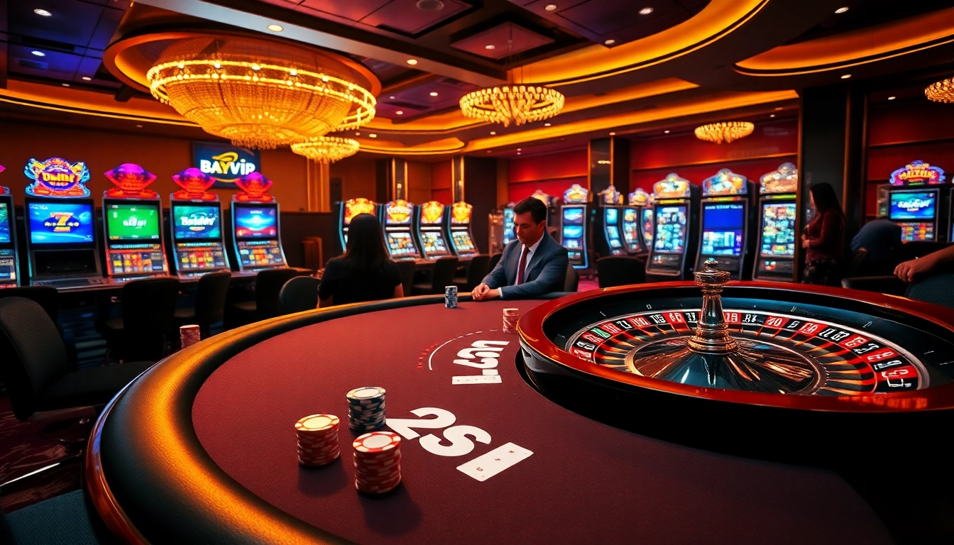 Experience high-stakes gambling at Bayvip with a luxurious casino scene and eager players.