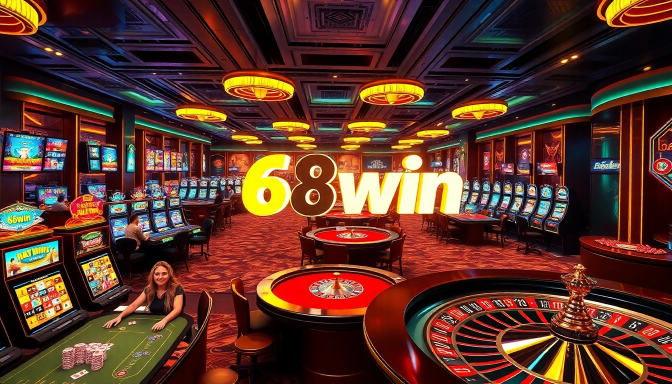 Experience thrilling gameplay at 68win's luxurious online casino with vibrant gaming tables.